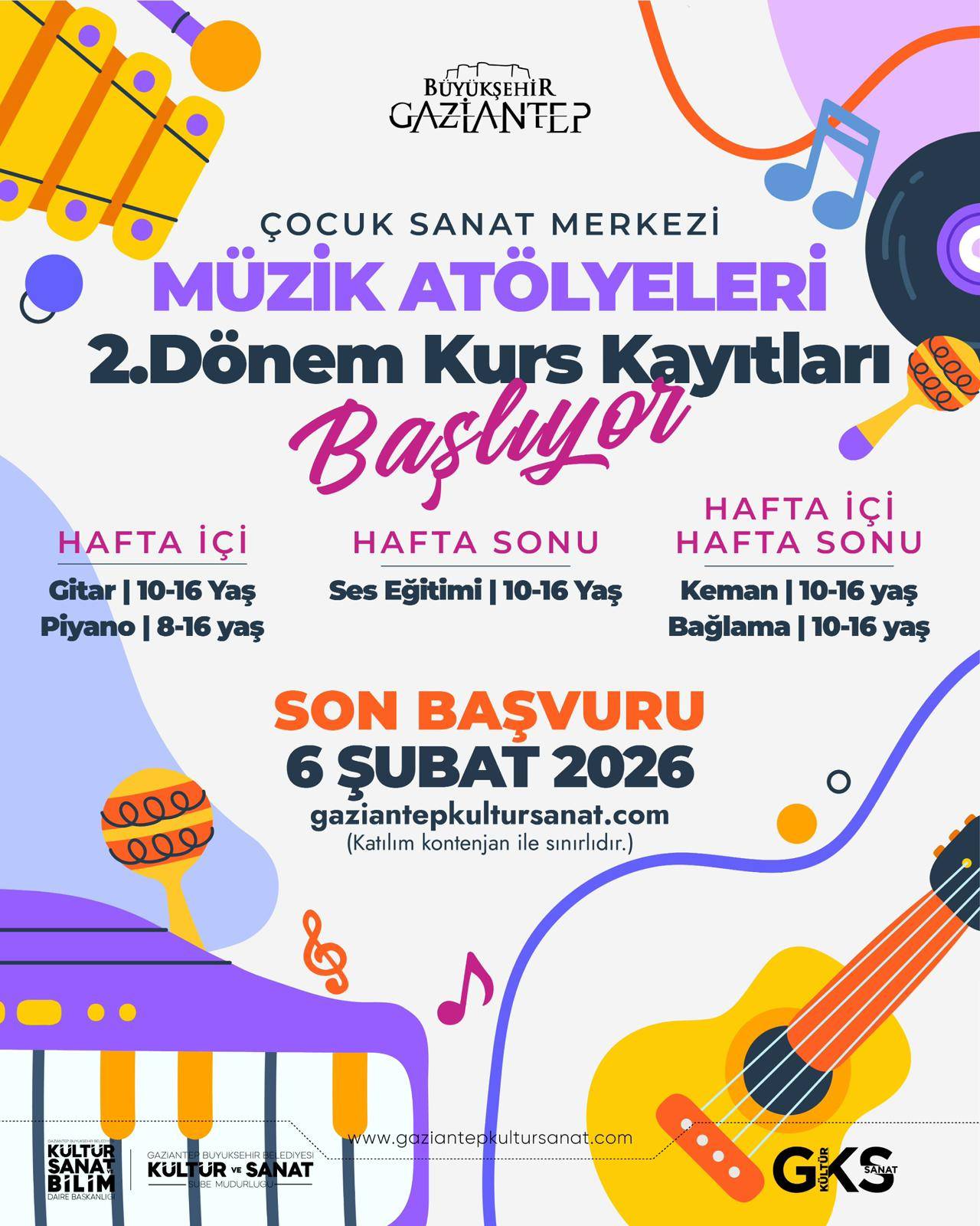 ÇOCUK SANAT MERKEZİ 2025-2026 2.DÖNEM MÜZİK KURS KAYITLARI